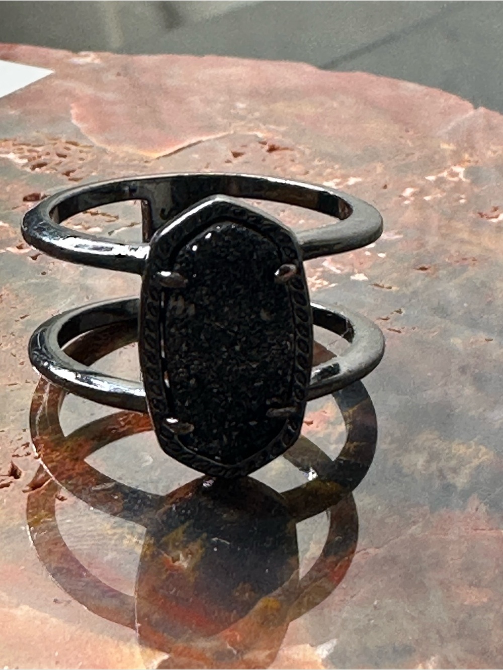 Kendra Scott Black Double-Band Druzy Ring